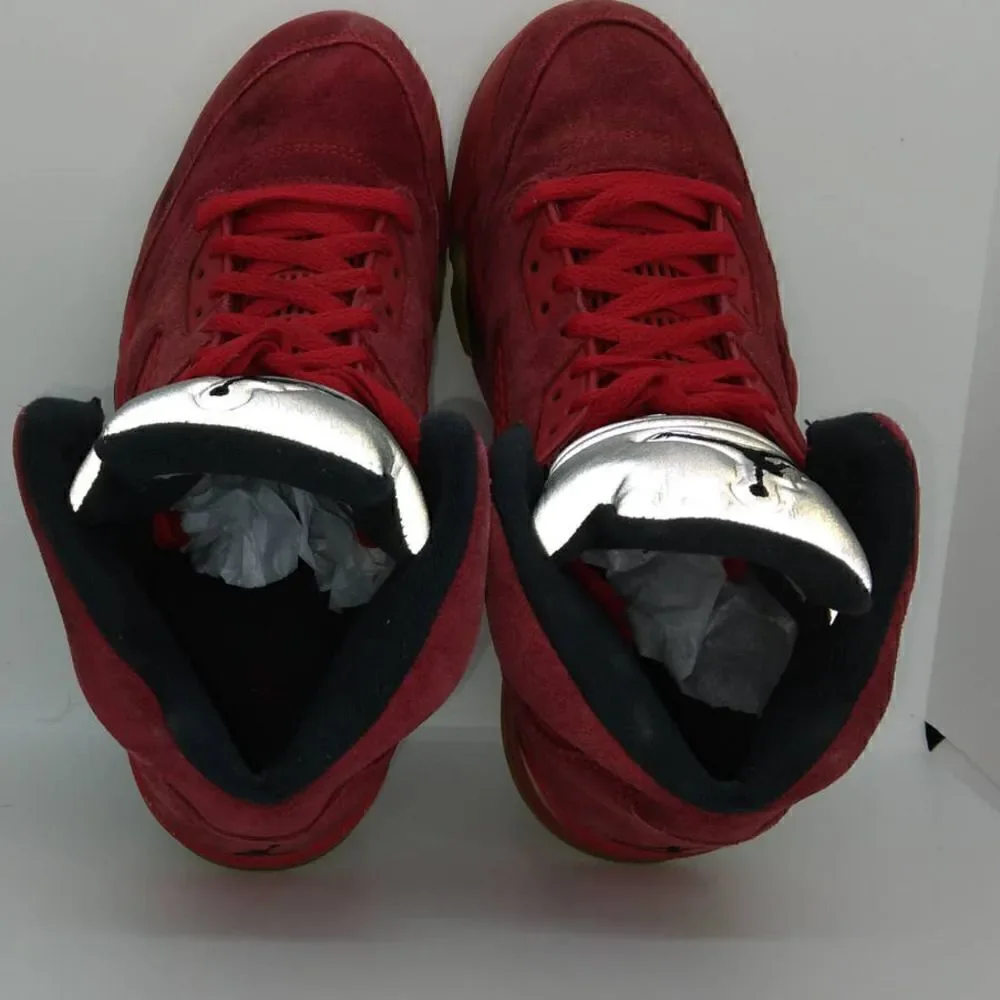 Air Jordan 5 Retro Mens Pre-owned Red Suede & Black Accents Sneakers - sz. 9